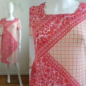 Orange Kurta Hand tailor tunic style dress Medium